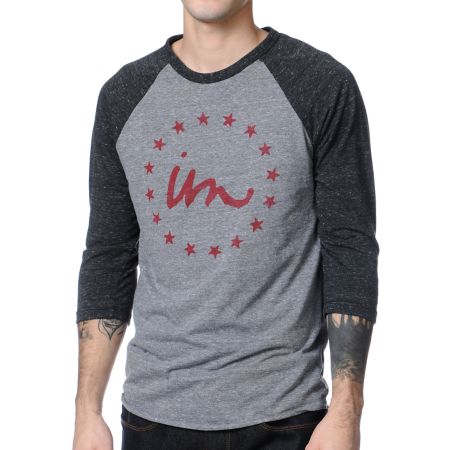 Imperial Motion Classic Pride Grey Raglan Baseball Tee Shirt