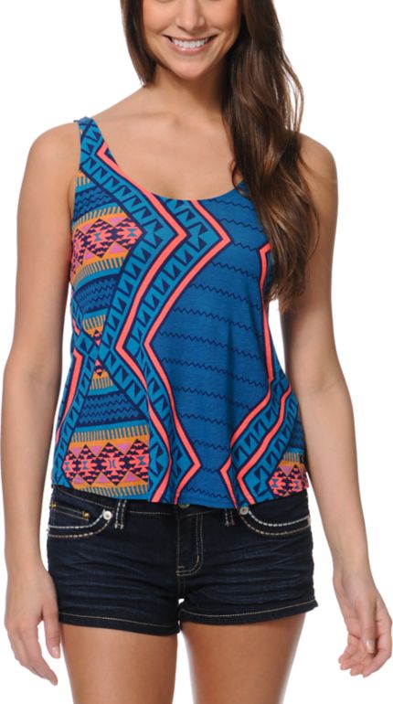 Hurley Girls Aces Blue Cami Tank Top