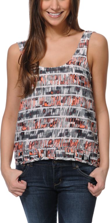 Hurley Girls Aria White & Coral Tank Top