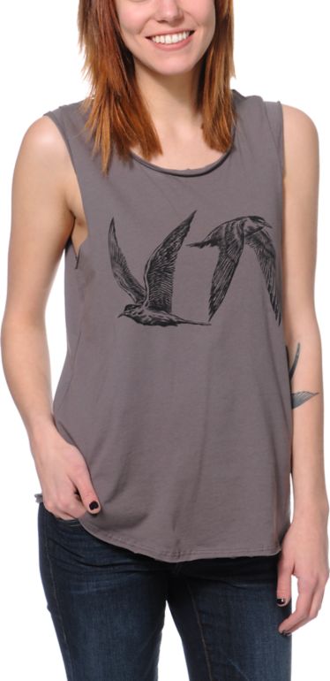 RVCA VA Terns Grey Muscle Tank Top