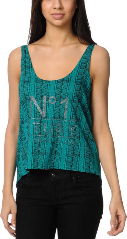 Stussy Girls Bamboo No. 1 Teal Tank Top