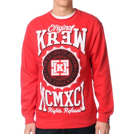 KR3W Contendor Red Crew Neck Sweatshirt