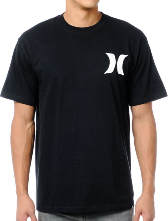 Hurley Brand Front Backer Black Tee Shirt