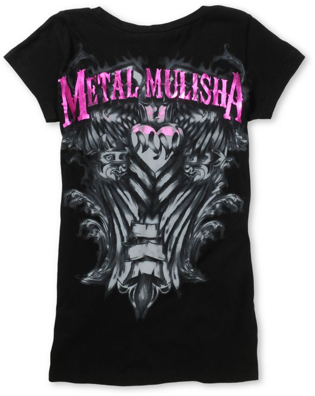 Metal Mulisha Girls Enlightened Black Scoop Neck Tee Shirt