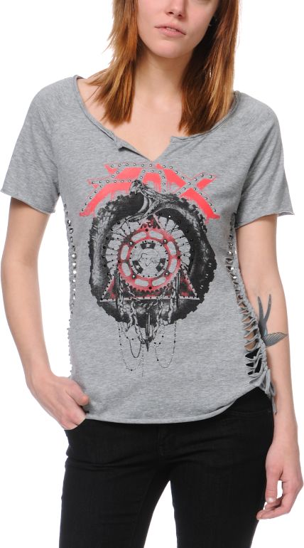 Fox Girls Rascal Heather Grey Tee Shirt