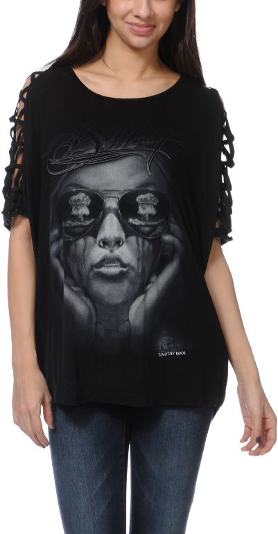 Sullen Girls Witness The Fall Lattice Dolman Top