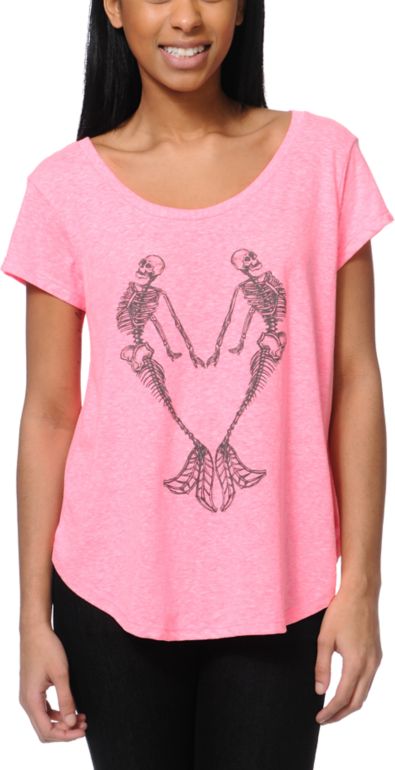 Billabong You Or Me Pink Scoop Neck Tee Shirt