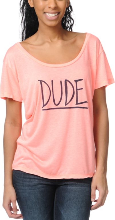 Billabong Duuude Coral Scoop Neck Tee Shirt