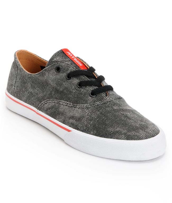 Supra Wrap Black, Red & White Canvas Shoe