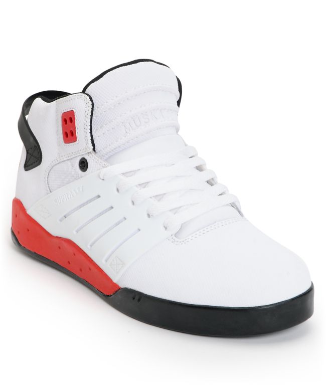 Supra Skytop III White, Black & Red TUF Skate Shoe