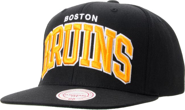 NHL Mitchell And Ness Boston Bruins Black Arch Snapback Hat