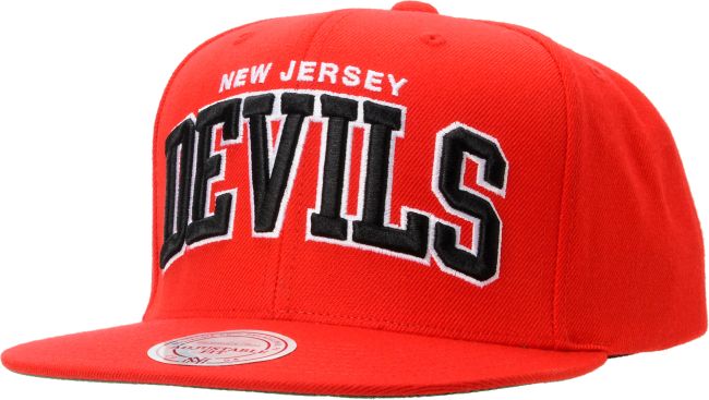 NHL Mitchell and Ness New Jersey Devils Arch Red Snapback Hat