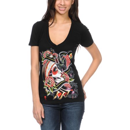 Sullen Girls Gypsy Black V-Neck Tee Shirt