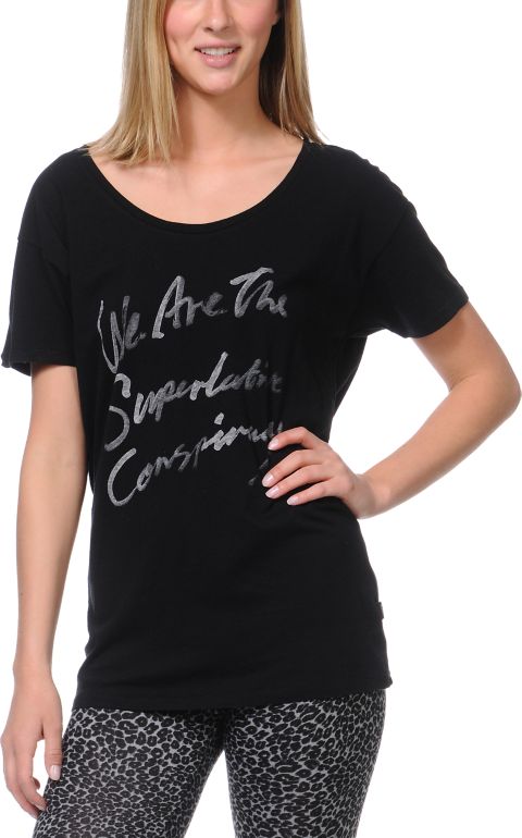 WeSC Girls Aqua Script Black Tee Shirt