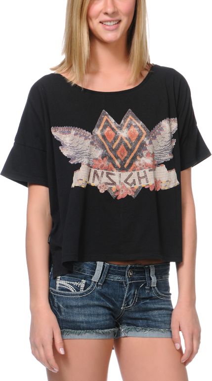 Insight Girls Birds Of Play Black Tee Shirt