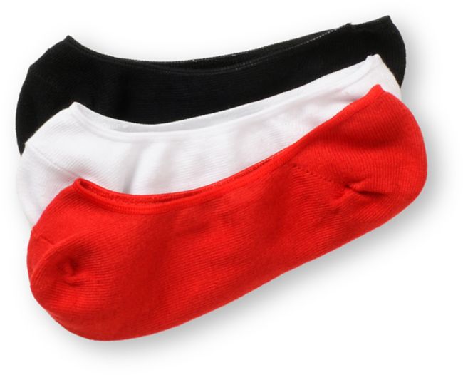 Empyre Girls 3-Pack Multi Red, Black, & White No Show Socks