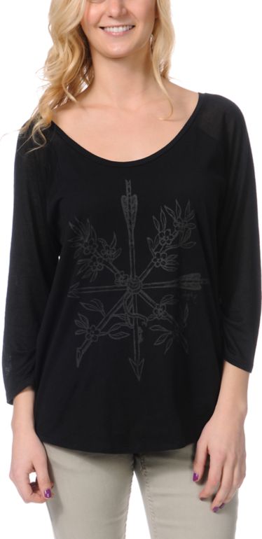 Insight Love N Arrows Black Raglan Top