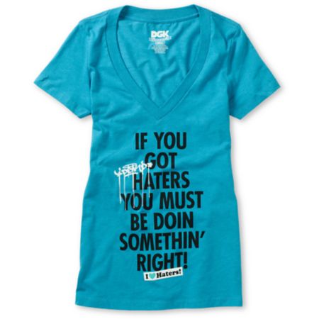 DGK Girls Say Something Turquoise V-Neck Tee Shirt