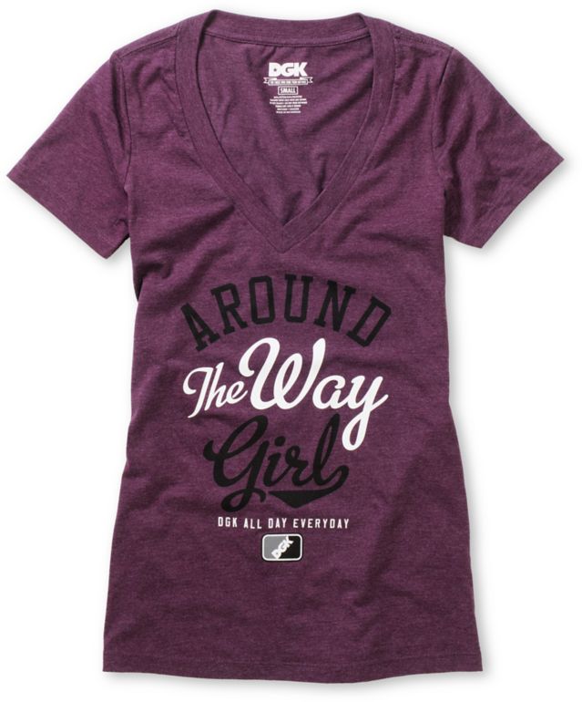 DGK Girls Around The Way Puprle V-Neck Tee Shirt