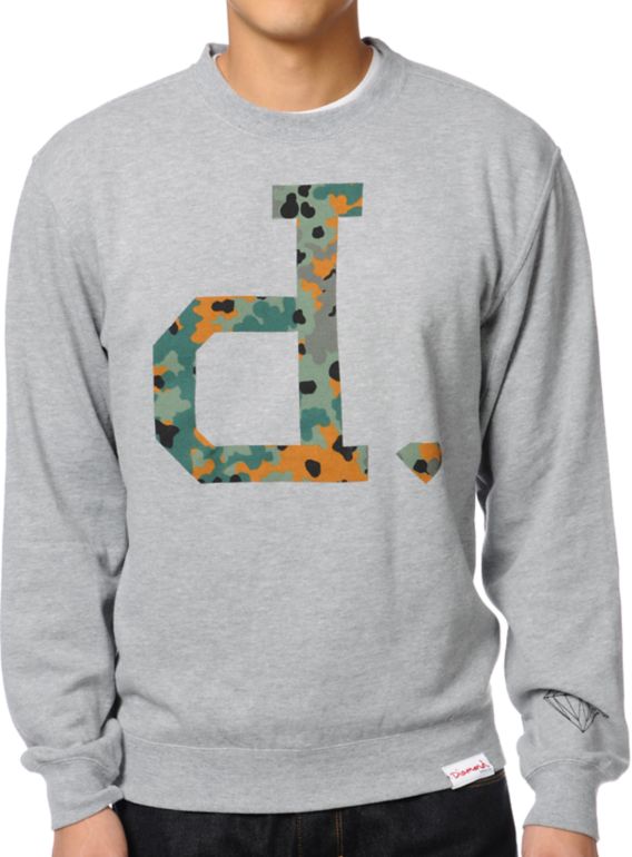 Diamond Supply Co. Camo Unpolo Heather Grey Crew Neck Sweatshirt
