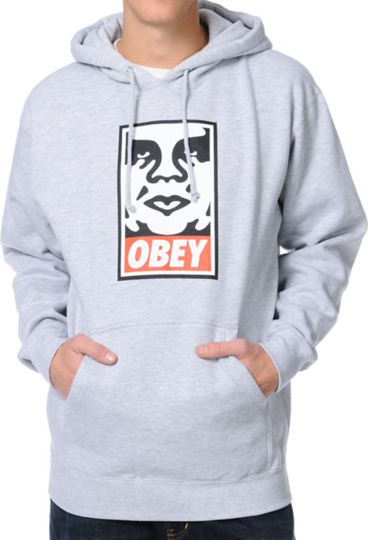 Obey OG Face Heather Grey Pullover Hoodie
