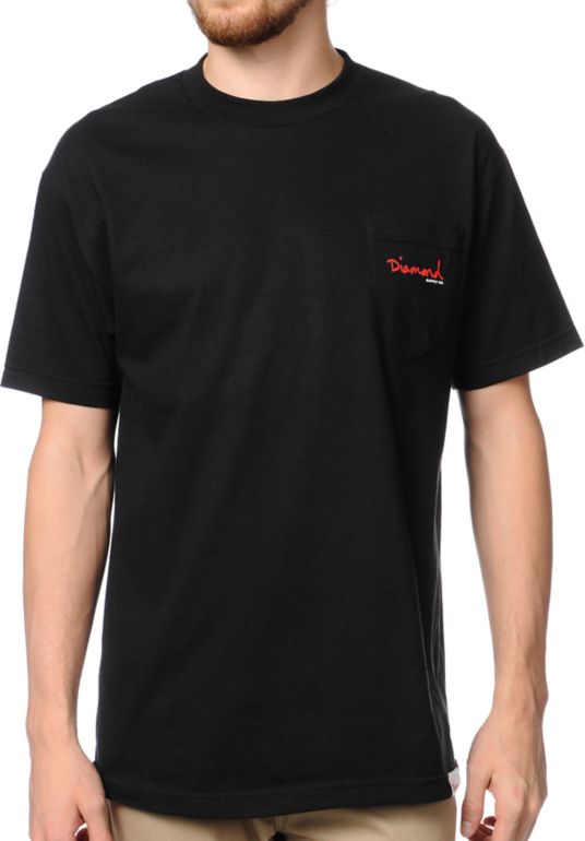 Diamond Supply OG Script Black Pocket Tee Shirt
