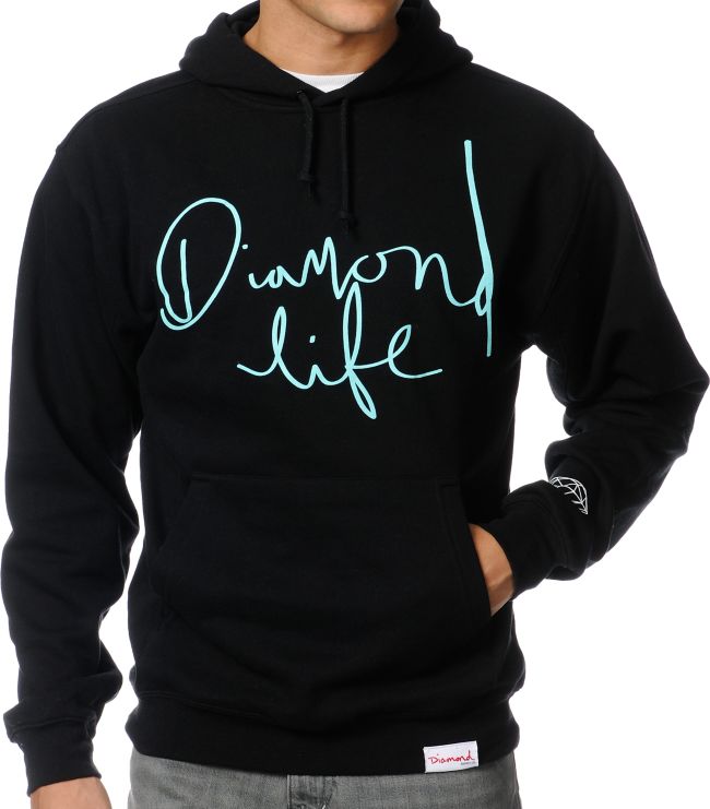 Diamond Supply Diamond Life Script Black Pullover Hoodie
