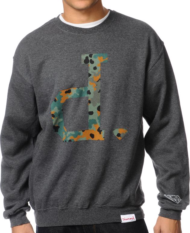 Diamond Supply Camo Unpolo Charcoal Crew Neck Sweatshirt