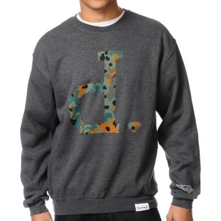 Diamond Supply Camo Unpolo Charcoal Crew Neck Sweatshirt