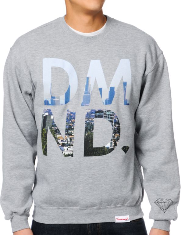 Diamond Supply LA Heather Grey Crew Neck Sweatshirt