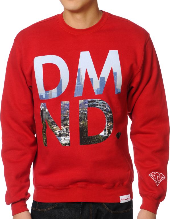 Diamond Supply LA Red Crew Neck Sweatshirt