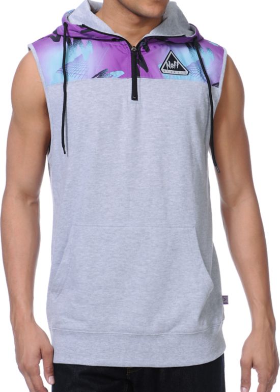Neff Scribble Grey Half Zip Vest Hoodie