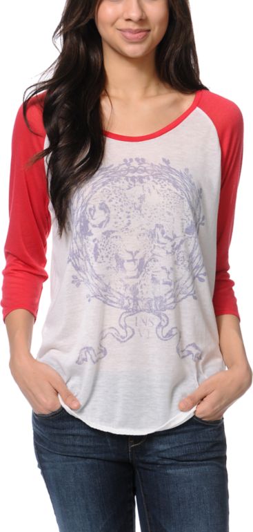 Insight Girls Kingdom White & Red Baseball Tee Shirt