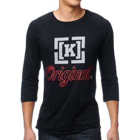 KR3W Original 3 Black Baseball Tee Shirt