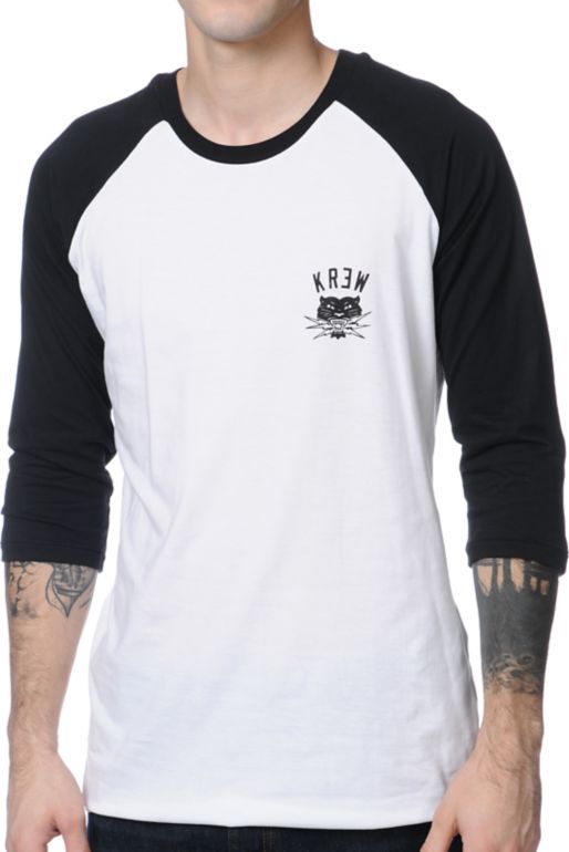 KR3W Bolt Squad Black & White Baseball Tee Shirt