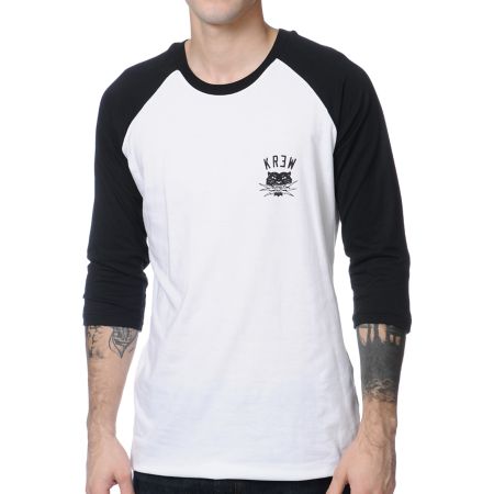 KR3W Bolt Squad Black & White Baseball Tee Shirt