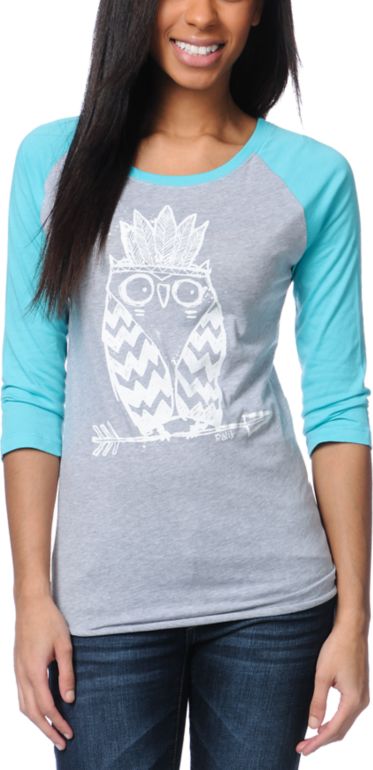 Ralik Tribe Owl Glow In The Dark Baseball Tee Shirt