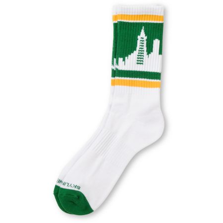 Skyline Socks San Francisco Yellow & Green Crew Socks