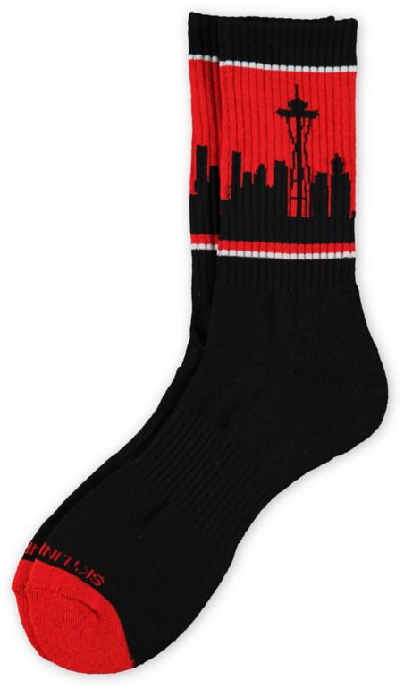 Skyline Socks Seattle Red & Black Crew Socks