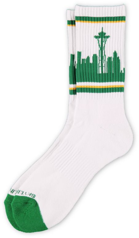Skyline Socks Seattle Green & Yellow Crew Socks
