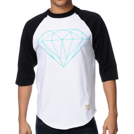 Diamond Supply Diamond Lifer Black & White Baseball Tee Shirt