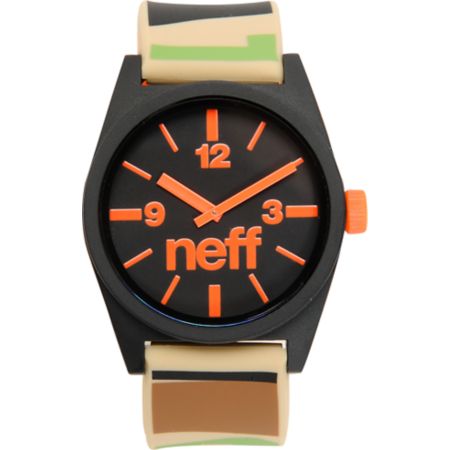 Neff Daily Camo & Orange Analog Watch