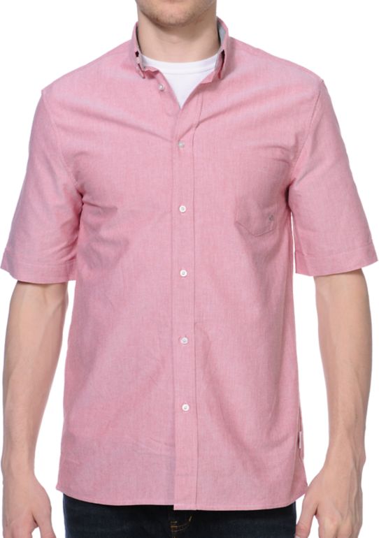 Diamond Supply Oxford Red Woven Button Up Shirt