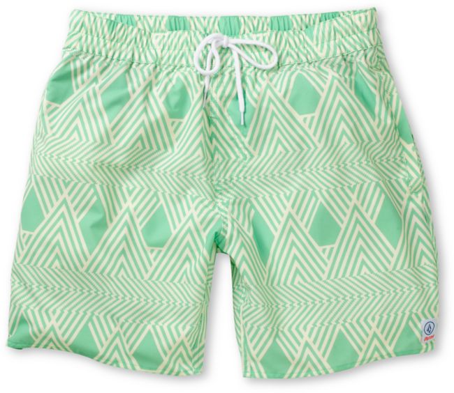 Volcom More Mental Fun Green & Yellow 17 Board Shorts