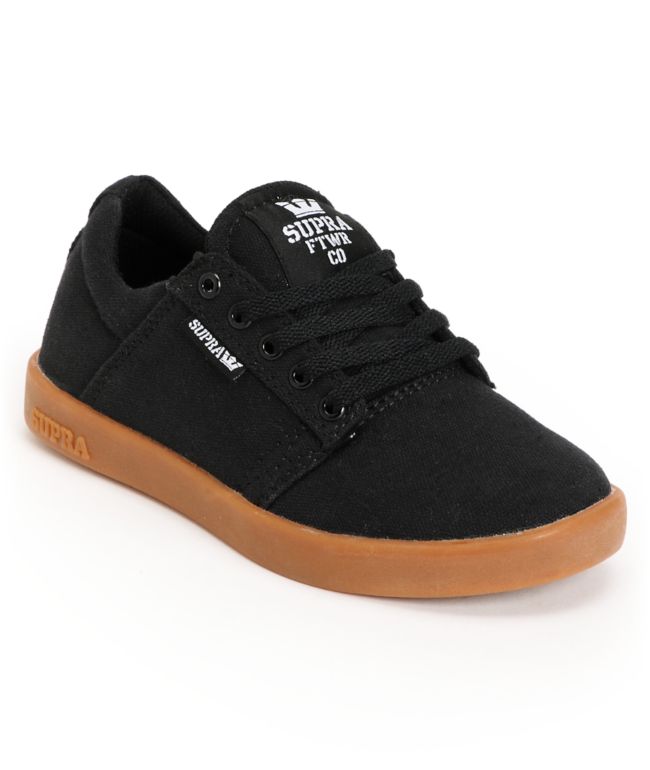 Supra Kids Westway Black & Gum Canvas Skate Shoe