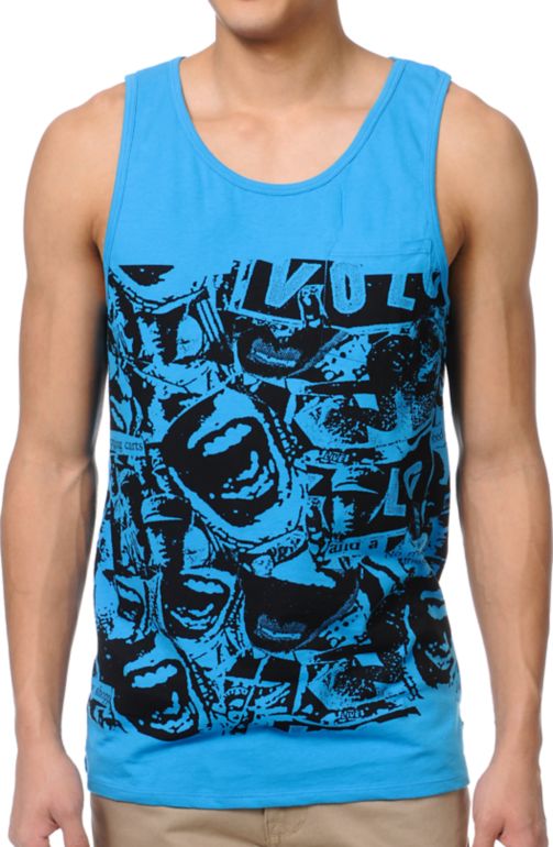 Volcom Pattern Nation Blue Pocket Tank Top