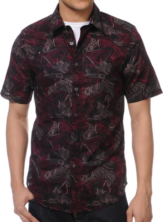 Volcom Waster Plum Short Sleeve Button Up Shirt
