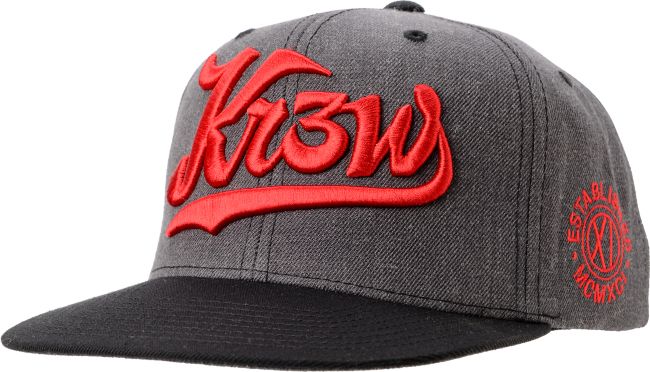 KR3W Script Starter Charcal & Red Snapback Hat