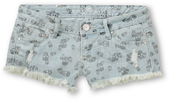 Almost Famous Blue Skull Print Cut Off Shorts