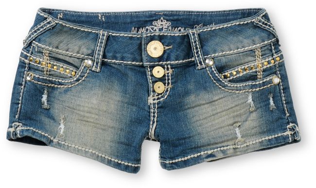 Almost Famous Stud Tinted Blue Denim Shorts
